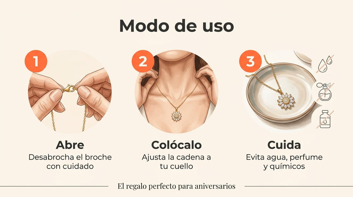 Cómo usar y cuidar el collar girasol