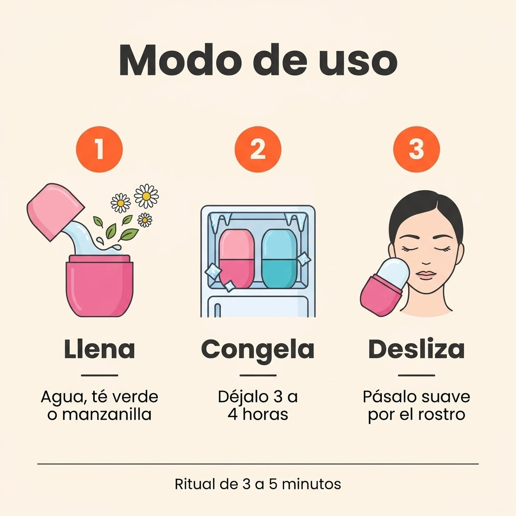 Modo de uso del molde de hielo facial
