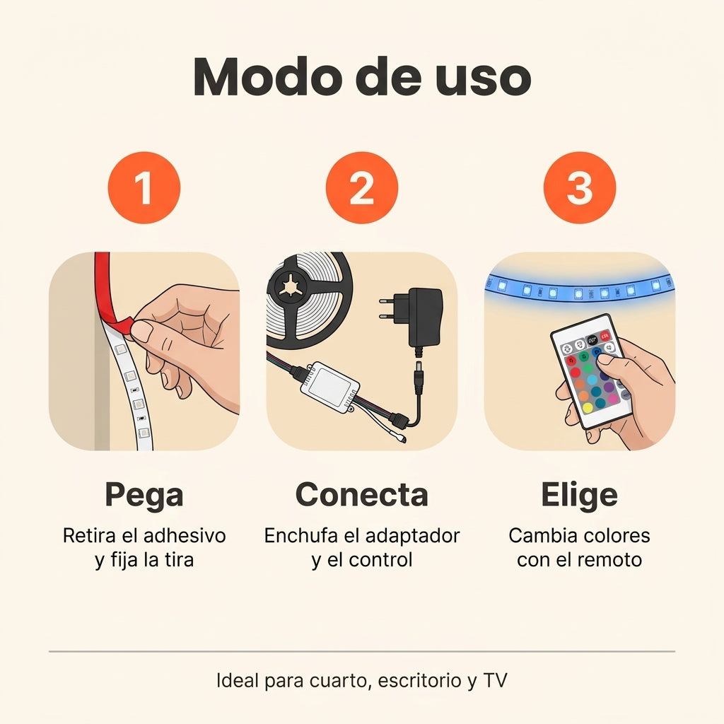 Modo de uso de la cinta LED RGB
