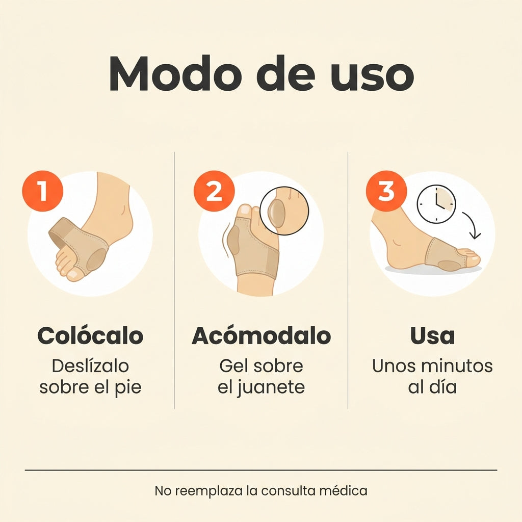 Modo de uso del corrector de juanetes